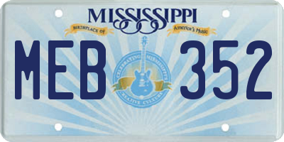 MS license plate MEB352
