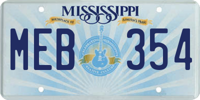 MS license plate MEB354