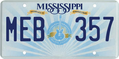 MS license plate MEB357