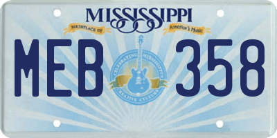 MS license plate MEB358