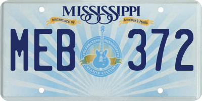 MS license plate MEB372