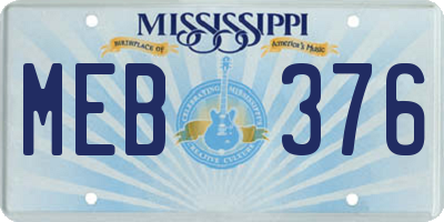 MS license plate MEB376