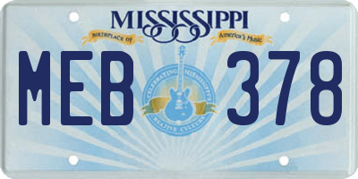 MS license plate MEB378