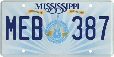 MS license plate MEB387