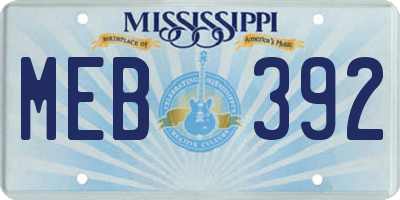 MS license plate MEB392
