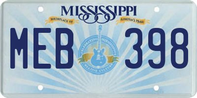MS license plate MEB398
