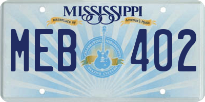 MS license plate MEB402