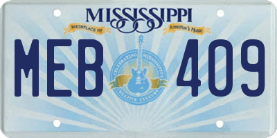 MS license plate MEB409