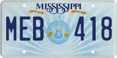 MS license plate MEB418