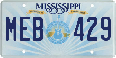 MS license plate MEB429