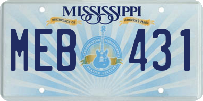 MS license plate MEB431