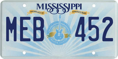 MS license plate MEB452