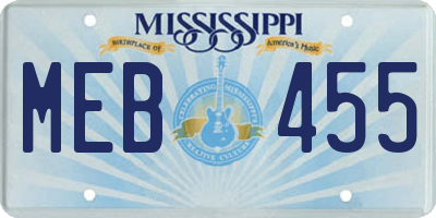 MS license plate MEB455