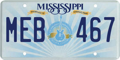 MS license plate MEB467