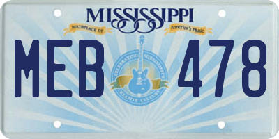 MS license plate MEB478