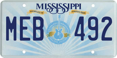 MS license plate MEB492