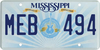 MS license plate MEB494