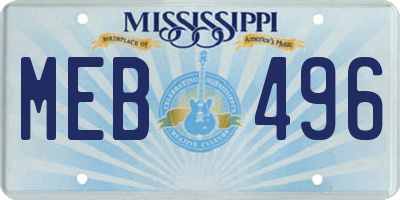 MS license plate MEB496