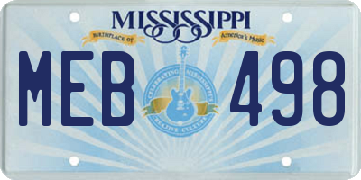 MS license plate MEB498