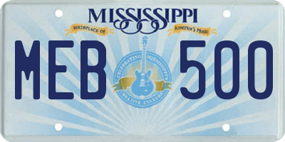 MS license plate MEB500