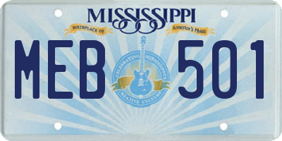 MS license plate MEB501