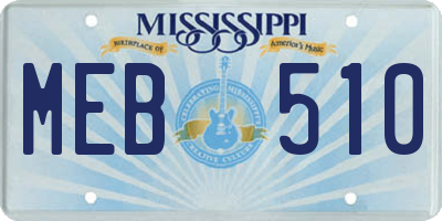 MS license plate MEB510