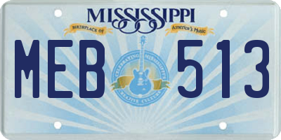 MS license plate MEB513