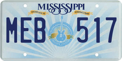MS license plate MEB517