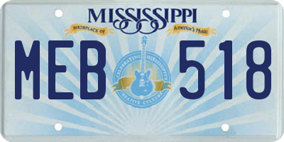 MS license plate MEB518