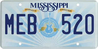 MS license plate MEB520