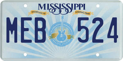 MS license plate MEB524