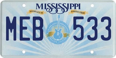 MS license plate MEB533