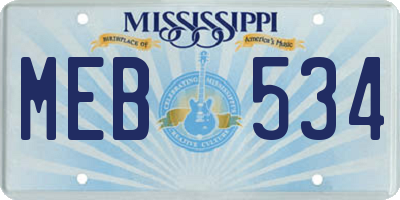 MS license plate MEB534