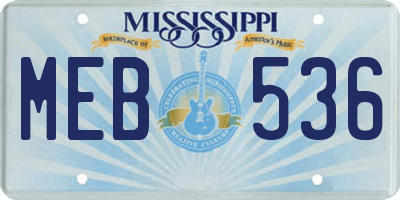 MS license plate MEB536