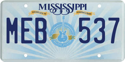 MS license plate MEB537
