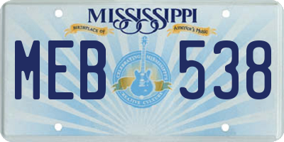 MS license plate MEB538