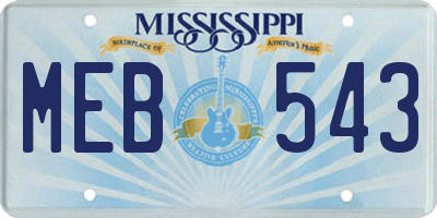 MS license plate MEB543