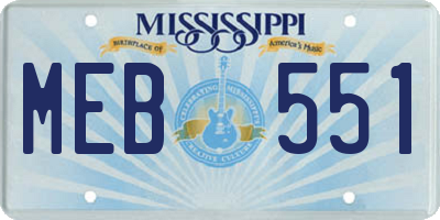 MS license plate MEB551