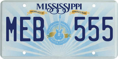 MS license plate MEB555