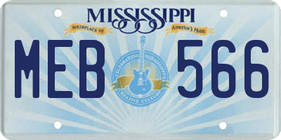 MS license plate MEB566