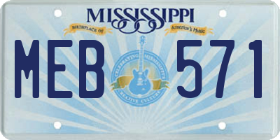 MS license plate MEB571