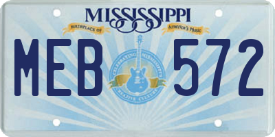 MS license plate MEB572