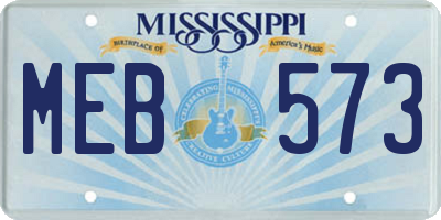 MS license plate MEB573