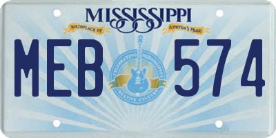 MS license plate MEB574