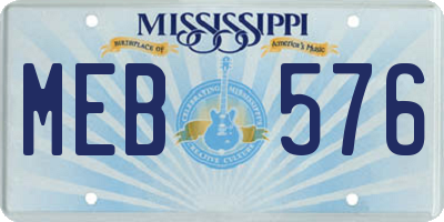 MS license plate MEB576