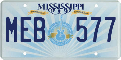 MS license plate MEB577