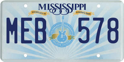 MS license plate MEB578