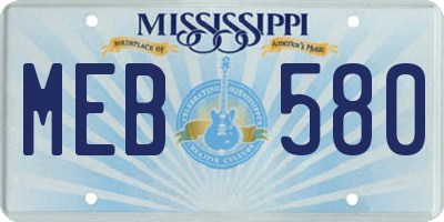 MS license plate MEB580