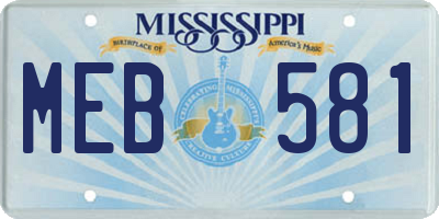 MS license plate MEB581