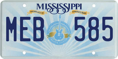 MS license plate MEB585